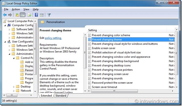 Impedir que os usuários alterem o tema do Windows 7 usando a Diretiva de Grupo2