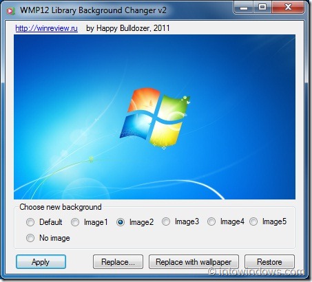 Definir uma imagem personalizada como plano de fundo da biblioteca do Windows Media Player