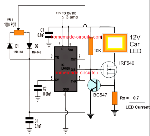 CIRCUITO DE CONTROLE DE INTENSIDADE PWM DO FAROL DO CARRO