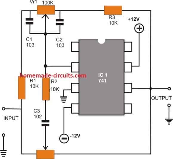 CIRCUITO DE CONTROLE DE TOM ATIVO DO AMPLIFICADOR OPERACIONAL