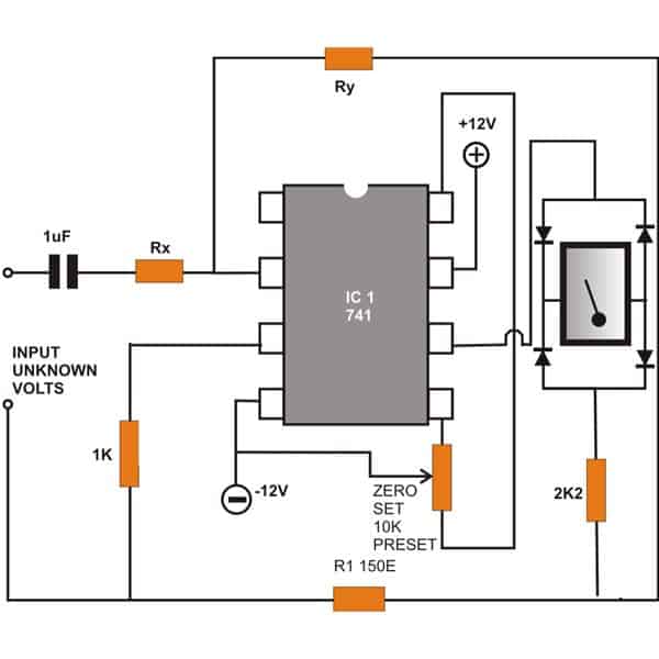 CIRCUITO DE VOLTÍMETRO CA USANDO IC 741