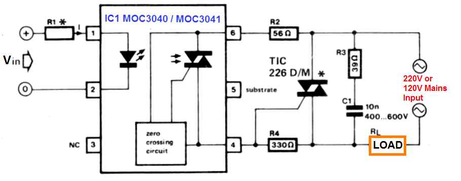 CIRCUITO SSR USANDO MOC3040 E MOC3041