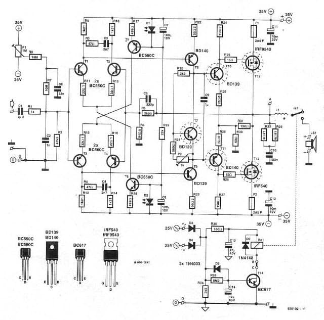 DESIGN DE AMPLIFICADOR COMPLETO DE 160 WATTS COM PINAGEM 