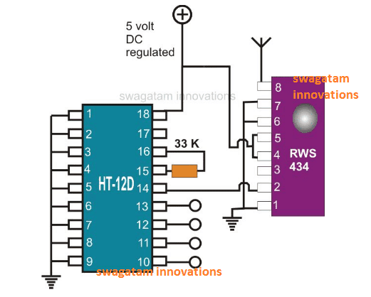 Explicação dos pinos do codificador e do decodificador de controle remoto RF 5 Entendendo as pinagens do módulo receptor de RF de 433 MHz