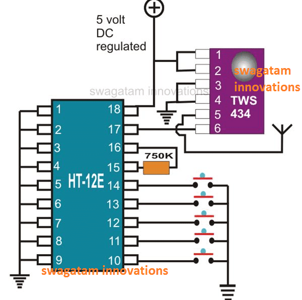 Explicação dos pinos do codificador e do decodificador de controle remoto RF 3 Compreendendo as pinagens do módulo transmissor de RF de 433 MHz