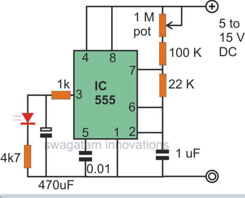 EFEITO ASSUSTADOR PARA O LED USANDO O CIRCUITO PISCA-PISCA IC 555