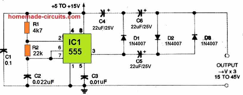 2 Circuitos Dobradores de Tensão Fácil Discutidos 8 Outro dobrador de tensão 555