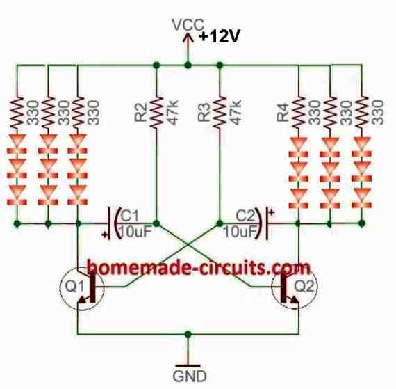 Circuito pisca-pisca LED 12V para decoração de Natal 4 Lâmpadas LED intermitentes para decoração de casas