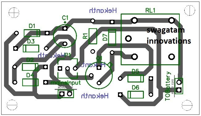 LAYOUT DE PCB DE CARREGADOR DE BATERIA DE TRANSISTOR ÚNICO