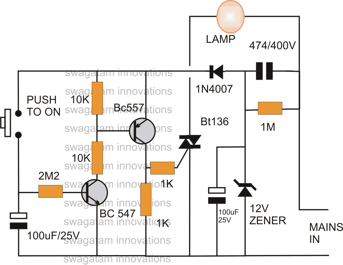 TEMPORIZADOR DE LÂMPADA DE QUARTO USANDO DIAGRAMA DE CIRCUITO IC 741