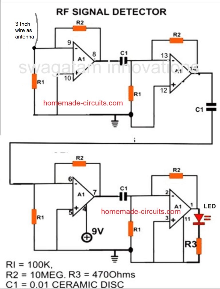 CIRCUITO DETECTOR DE RF DE TELEFONE MÓVEL SIMPLES