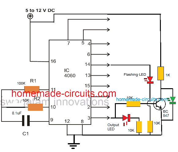 Circuito Temporizador Simples Usando IC 4060 9 Entendendo a sequência básica ON/OFF das pinagens do IC 4060