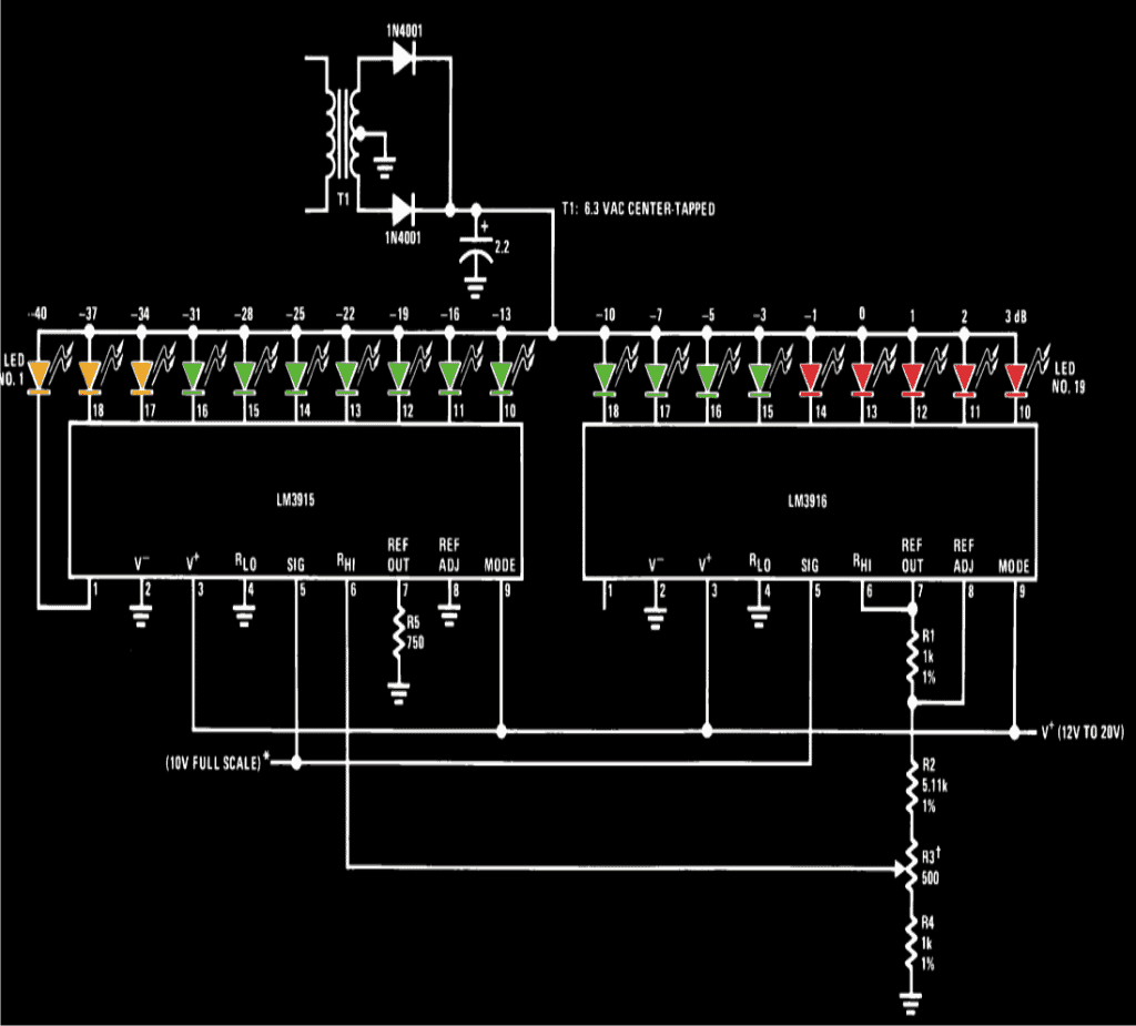 Medidor VU de 20 LEDs
