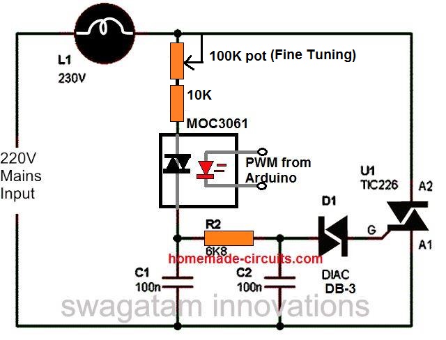 Como fazer um circuito controlador de aquecedor de 25 A e 1500 watts 5 Controlando através do Arduino Pwm