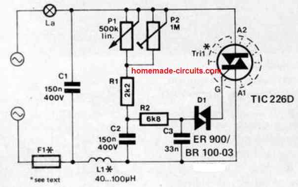 Como fazer um circuito controlador de aquecedor de 25 A e 1500 watts 11 Redutor de luz de 1000 watts