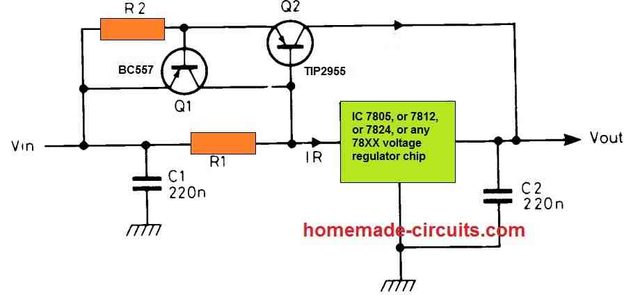 Como obter 10 A do 7805 IC