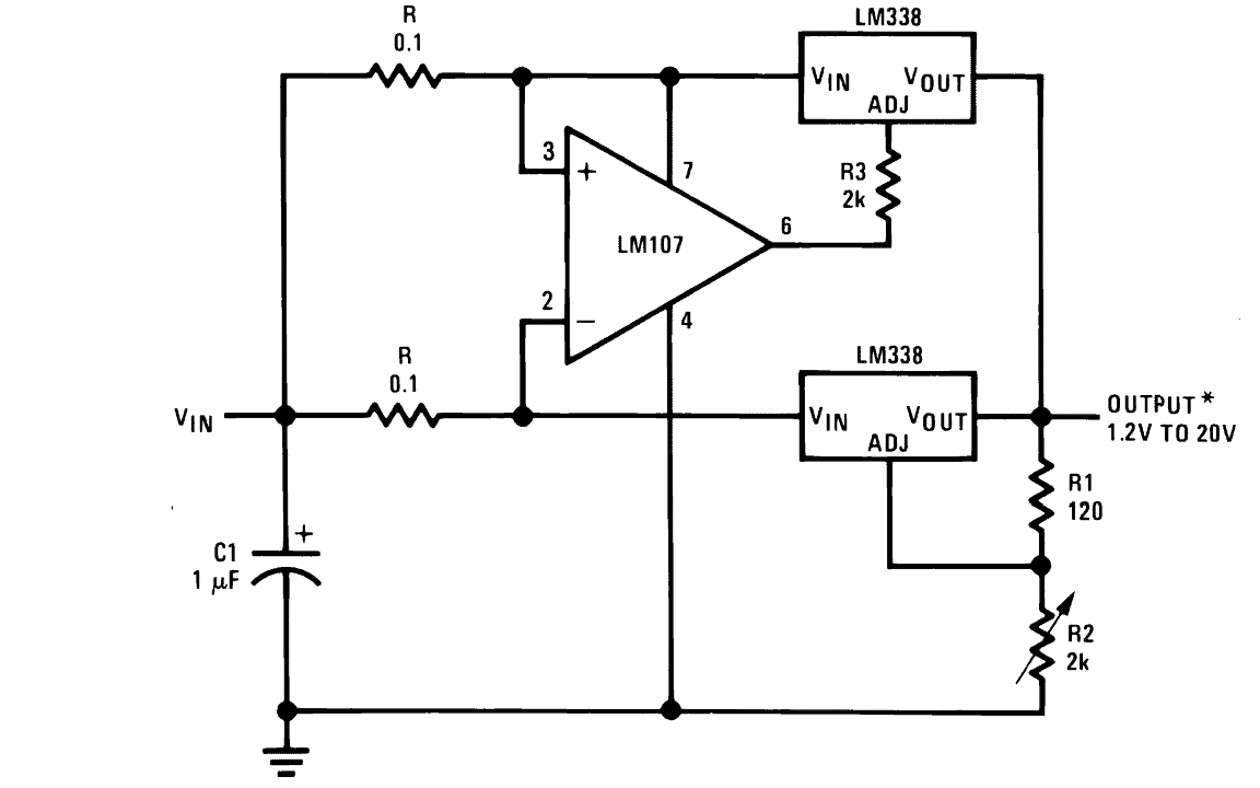 Circuitos de Aplicação IC LM338 19 Circuito de Fonte de Alimentação Regulada de 10 Amp