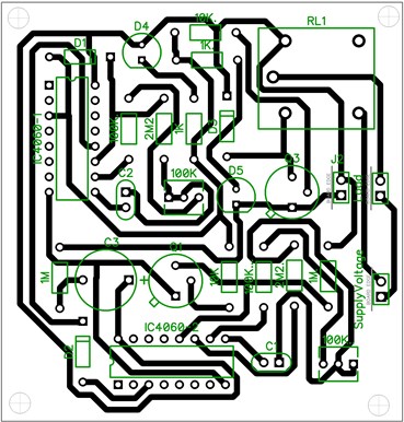 Layout de PCB para circuito de temporizador programável