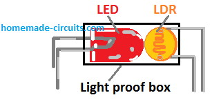 Detalhes da montagem do optoacoplador LED LDR