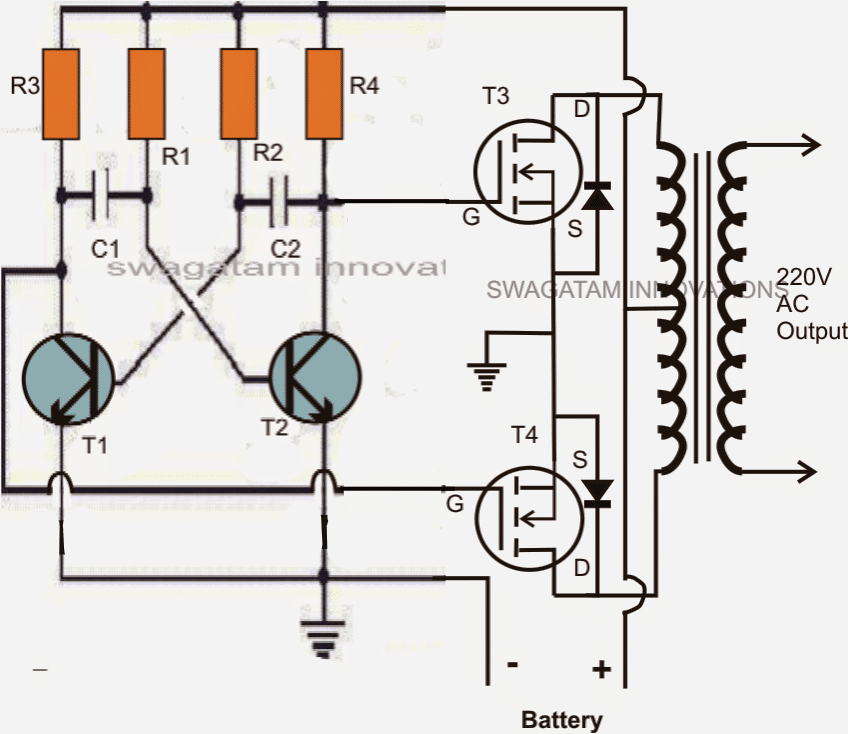 2 circuitos inversores legais de 50 watts para estudantes e amadores 5 Projeto # 2: Circuito Inversor Mosfet de 50 Watts