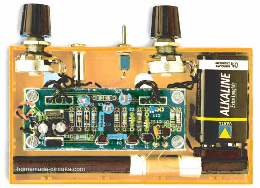 Circuito de rádio AM mais simples 27 Imagem do Protótipo do Receptor TRF Construído