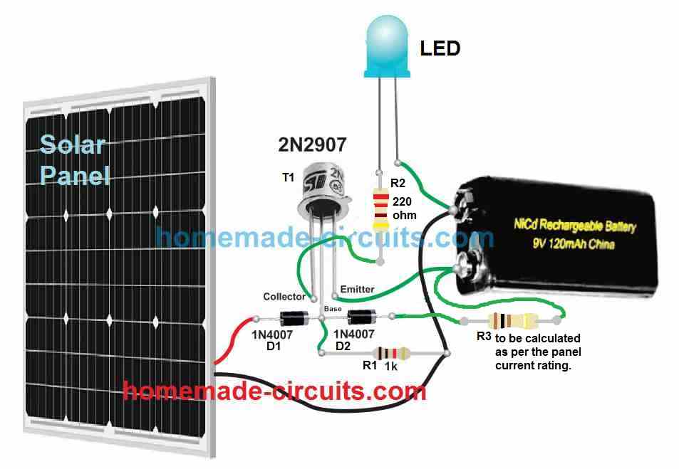 Circuito de Luz Solar de Jardim Simples - Com Corte Automático 9 Usando uma bateria de 9 V e um LED branco de alto brilho