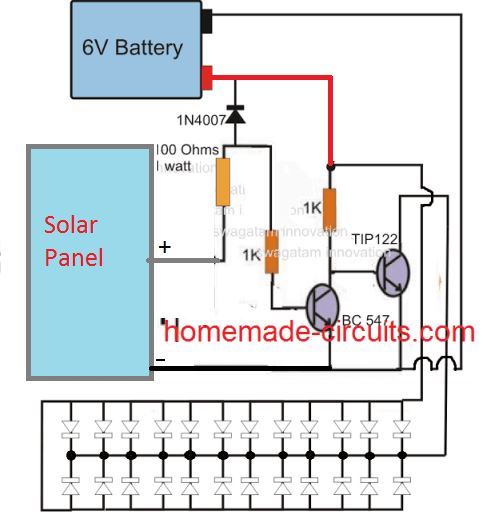 Circuito de Luz Solar de Jardim Simples - Com Corte Automático 11 Usando transistores NPN