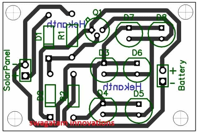 Circuito de Luz Solar de Jardim Simples - Com Corte Automático 5 Projeto PCB