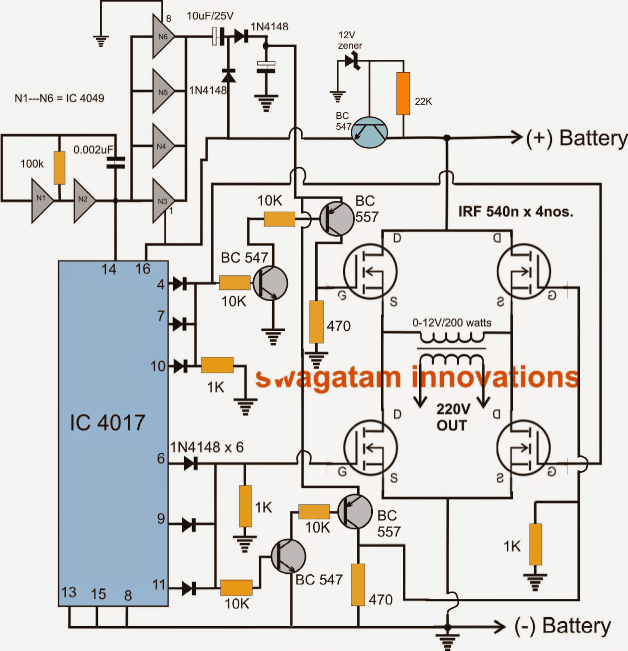Usando 4 Mosfets N-Channel para o Inversor