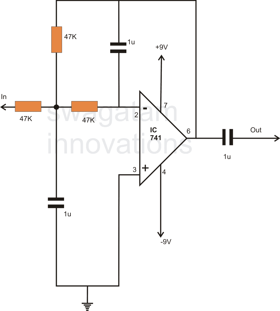 Circuito de filtro passa-baixo para subwoofer