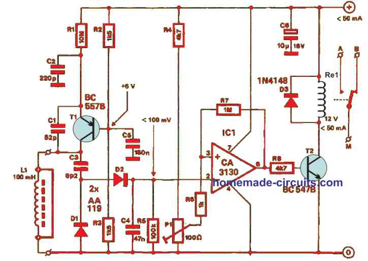 Circuito Detector de Metais - Usando o Oscilador de Frequência de Batida (BFO) 5 Detector de Metais usando Absorção Magnética