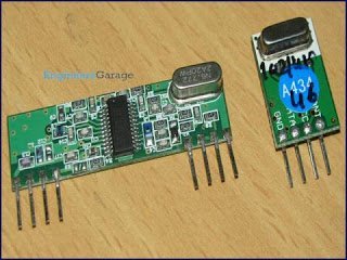 Circuito de controle remoto RF simples sem microcontrolador 1 Módulos transmissores/receptores RF 433Mhz