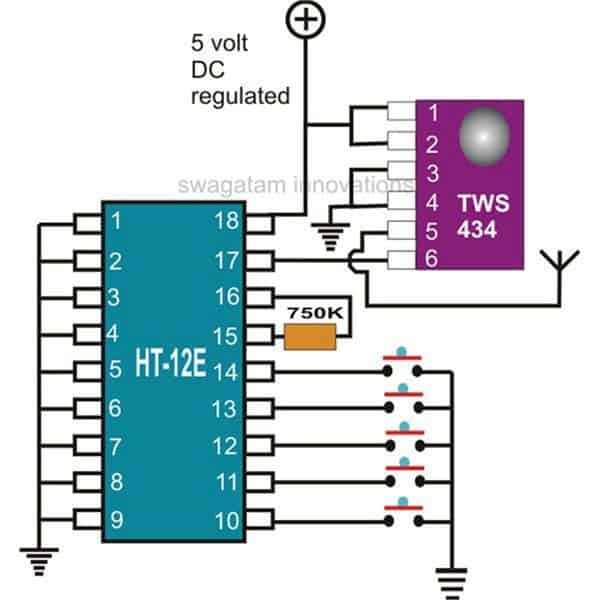 Circuito de controle remoto RF simples sem microcontrolador 17 Operação do Circuito do Transmissor (Tx)