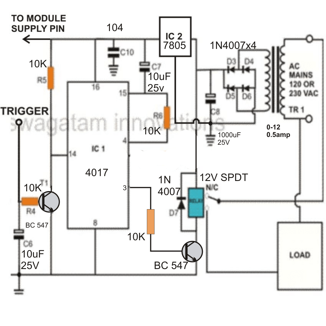 Circuito de controle remoto RF simples sem microcontrolador 21 Como usar um circuito de relé flip-flop na saída do módulo receptor