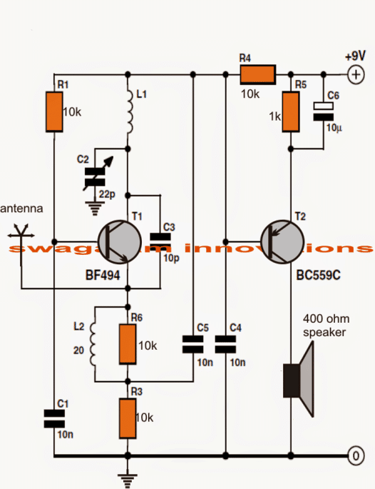 Rádio de transistor único com amplificador de áudio