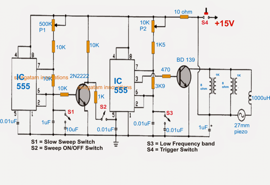 Circuito de Arma Ultrassônica (USW) 1 Diagrama de circuito do Sonic Devastator