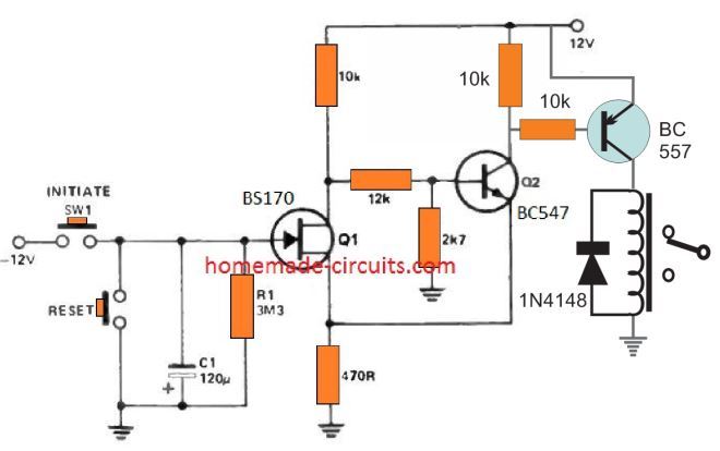 Temporizador simples de 10 minutos usando um FET