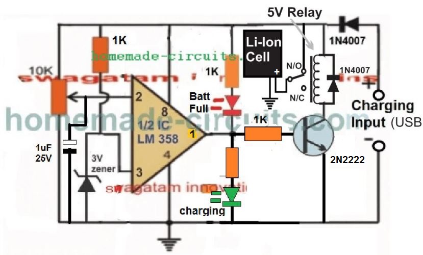 Circuito de carregador de bateria de íon de lítio USB de 3,7 V 8 Melhorando ainda mais o circuito