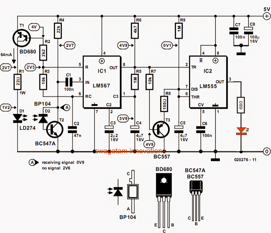 Circuito indicador de pássaro no ninho 1 Diagrama de circuito