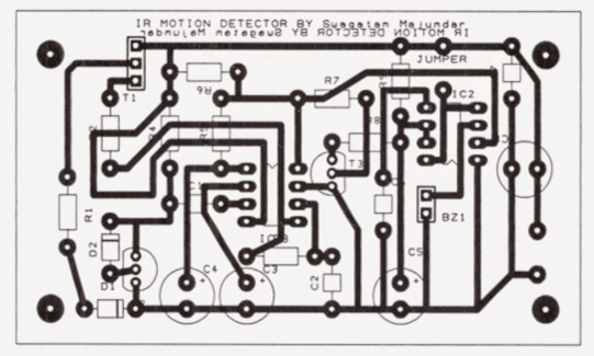 Circuito indicador de pássaro no ninho 3 O projeto PCB para o circuito acima, enviado por Jan: