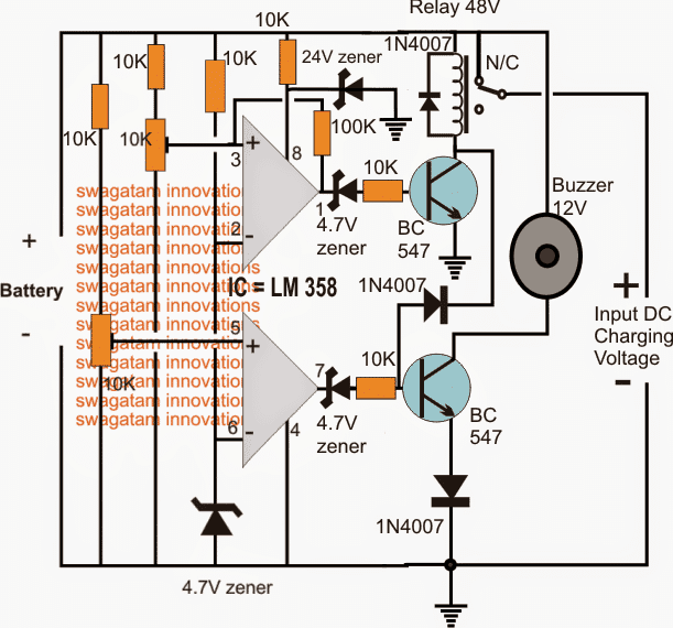 Circuito do carregador de bateria solar de 48V com corte alto/baixo 5 Adicionando um estágio de indicador de campainha