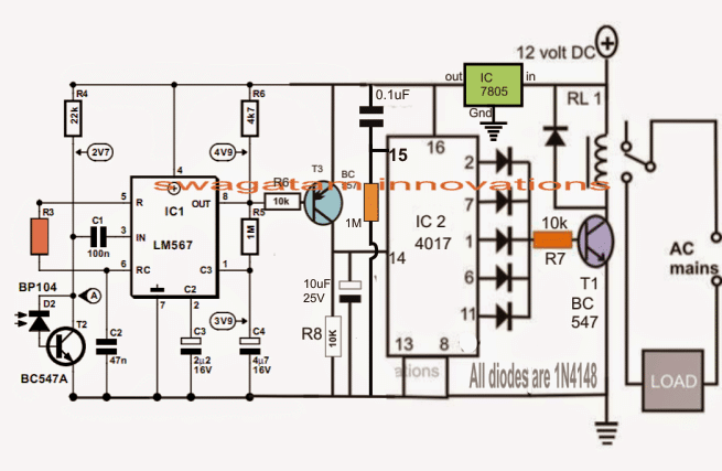 Circuito de controle remoto de vários aparelhos 3 Diagrama de circuito