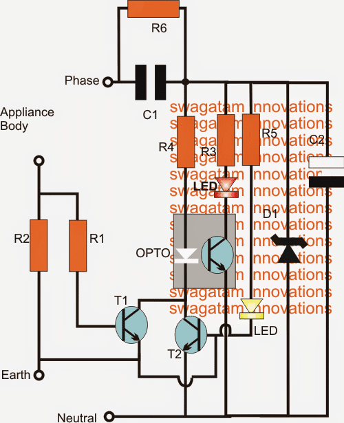 Circuito Indicador de Fuga à Terra para Detecção de Fugas de Corrente em Fios de Aterramento 1 Operação do Circuito