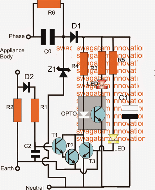 Circuito Indicador de Fuga à Terra para Detecção de Fugas de Corrente em Fios de Aterramento 3 Lista de peças