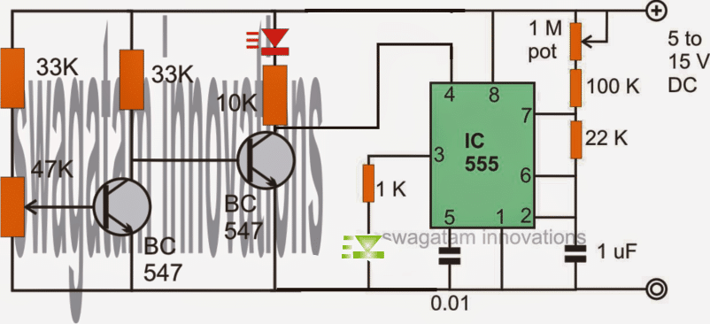Indicador de bateria fraca com LED astável