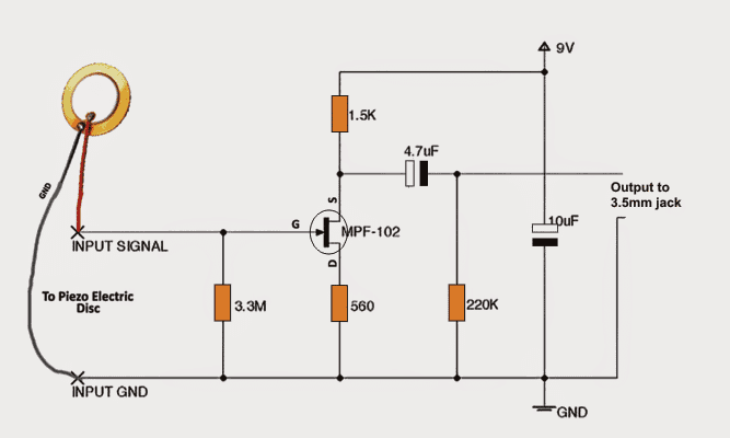 Faça este circuito MIC de contato DIY 1 Diagrama de circuito