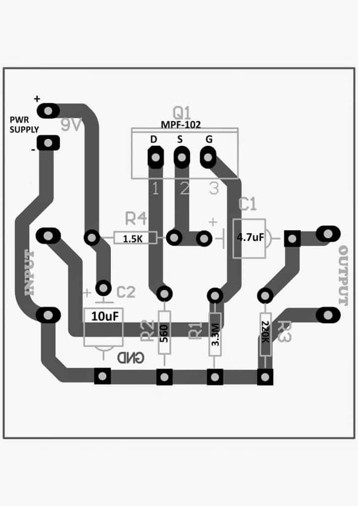 Faça este circuito MIC de contato DIY 3 Design de PCB para o circuito MIC de contato DIY explicado acima