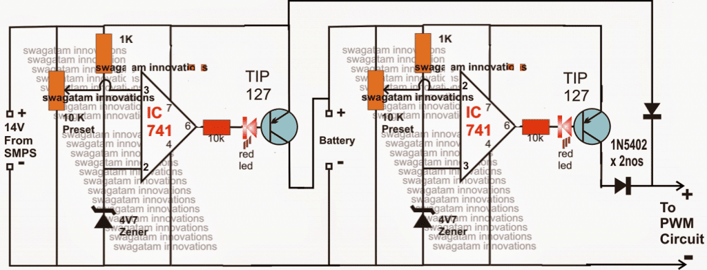 Circuito controlador de soprador de ar PWM para fogões de biomassa 3 Usando o circuito de carregador de bateria automático baseado em Opmap
