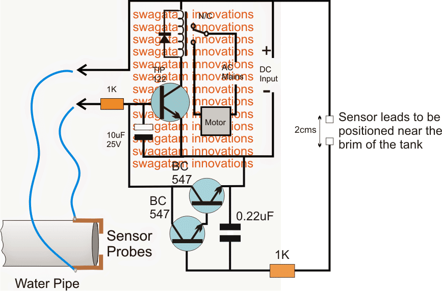 Atualizando o sensor de água municipal acima em um circuito de corte de estouro do tanque suspenso 