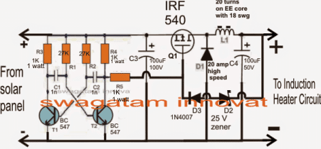 Circuito de aquecedor de indução movido a energia solar 5 Especificações do Conversor Buck